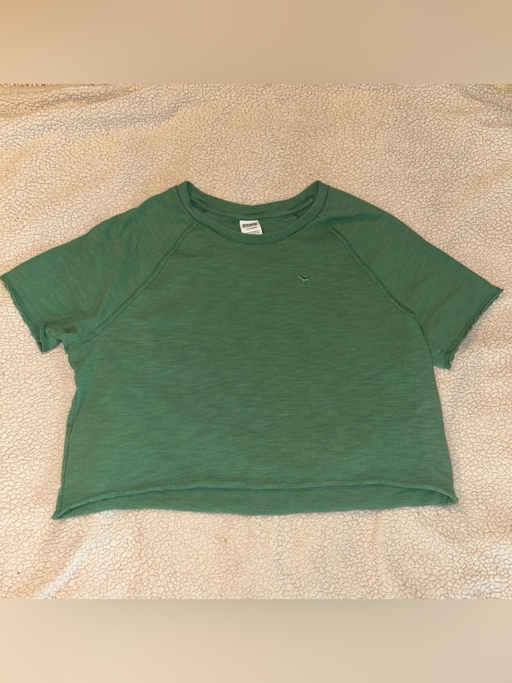 Victoria’s Secret PINK green summer lounge crop 100% cotton shirt size large